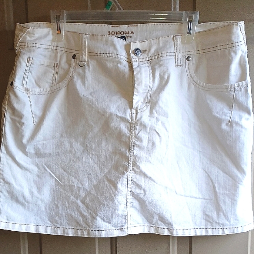 White Denim zipper SKORT w/pockets by Sonoma